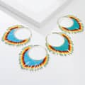 Bohemian Ethnic Style Tassel Rice Bead Earrings Colorful Gradient Handwoven Design 1