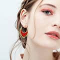 Bohemian Ethnic Style Tassel Rice Bead Earrings Colorful Gradient Handwoven Design 2