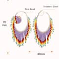 Bohemian Ethnic Style Tassel Rice Bead Earrings Colorful Gradient Handwoven Design 5