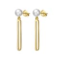 925 Silver 14K Gold Plated Freshwater Pearl Drop Earrings Trendy Stud 1