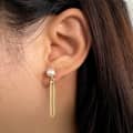 925 Silver 14K Gold Plated Freshwater Pearl Drop Earrings Trendy Stud 2