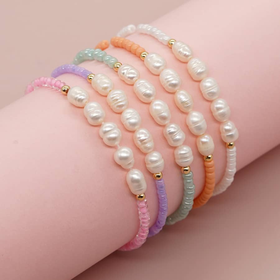 Solid Color Bead Natural Freshwater Pearl Bracelet - main