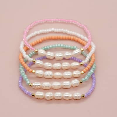Solid Color Bead Natural Freshwater Pearl Bracelet detail 2