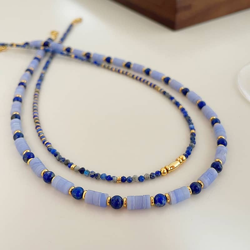 Ins Style Vintage Natural Stone Brass Bead Beaded Necklace Simplicity - main
