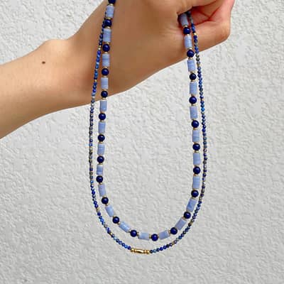 Ins Style Vintage Natural Stone Brass Bead Beaded Necklace Simplicity detail 2