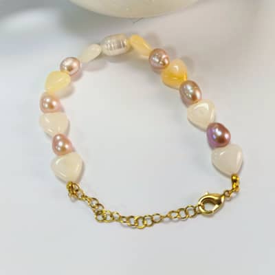 Handmade Sweet Design Freshwater Pearl Heart-shaped Natural Stone Bracelet detail 6