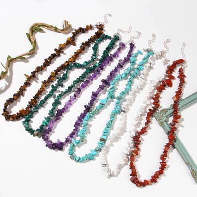 INS Style Natural Stone Handmade Necklace Irregular Stone Neck Chain detail 1