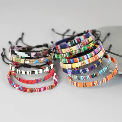 Vintage Style Handmade Woven Bracelet Colorful Design detail 1