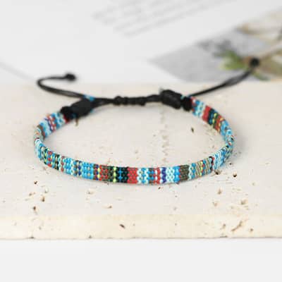 Vintage Style Handmade Woven Bracelet Colorful Design detail 3