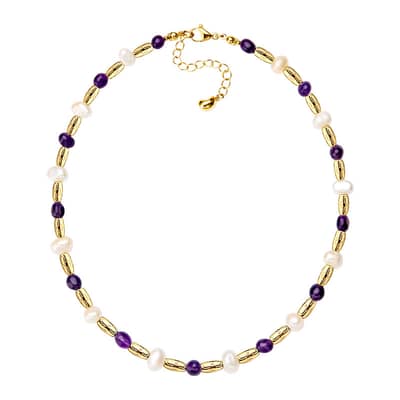Pearl Necklace Natural Stone Waterproof Pearl Beaded Choker detail 1