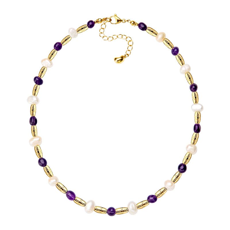 Pearl Necklace Natural Stone Waterproof Pearl Beaded Choker - main