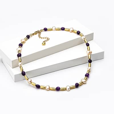 Pearl Necklace Natural Stone Waterproof Pearl Beaded Choker detail 2