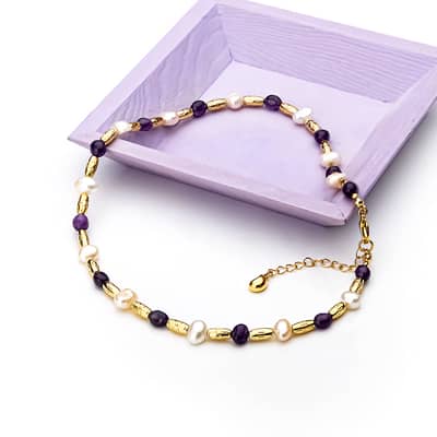 Pearl Necklace Natural Stone Waterproof Pearl Beaded Choker detail 3