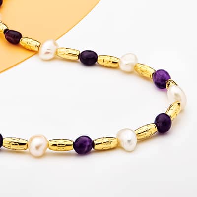 Pearl Necklace Natural Stone Waterproof Pearl Beaded Choker detail 4
