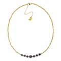 Bead Necklace Natural Obsidian 128 Cut Waterproof Gold Plated 1