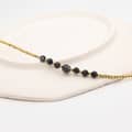 Bead Necklace Natural Obsidian 128 Cut Waterproof Gold Plated 2