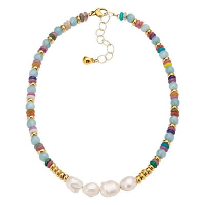Pearl Necklace Natural Stone Beaded detail 1