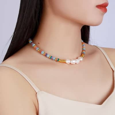 Pearl Necklace Natural Stone Beaded detail 2