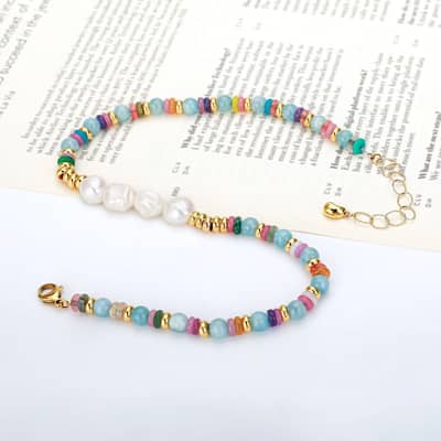Pearl Necklace Natural Stone Beaded detail 3
