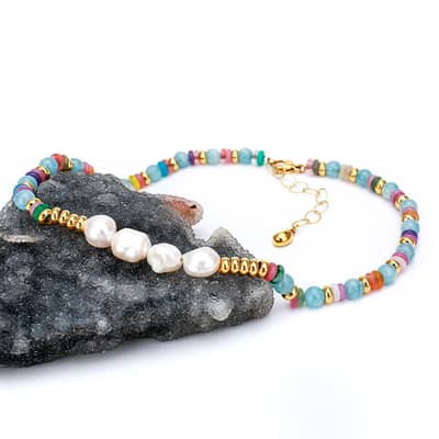 Pearl Necklace Natural Stone Beaded detail 4