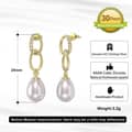 Simple Freshwater Pearl Drop Earrings Chain with Zircon Gold Plated 925 Sterling Silver 3