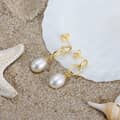 Simple Freshwater Pearl Drop Earrings Chain with Zircon Gold Plated 925 Sterling Silver 5