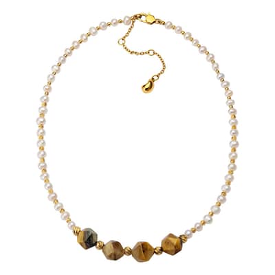 Pearl Necklace Natural Freshwater Pearl Stone Waterproof Gemstone Beaded detail 1