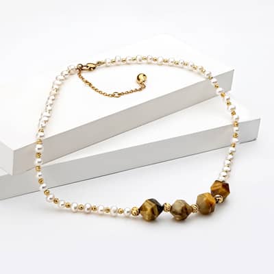Pearl Necklace Natural Freshwater Pearl Stone Waterproof Gemstone Beaded detail 2