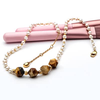Pearl Necklace Natural Freshwater Pearl Stone Waterproof Gemstone Beaded detail 5