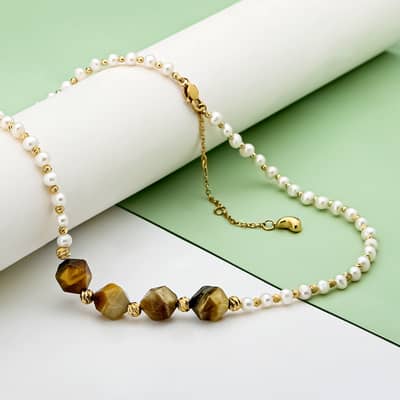 Pearl Necklace Natural Freshwater Pearl Stone Waterproof Gemstone Beaded detail 6