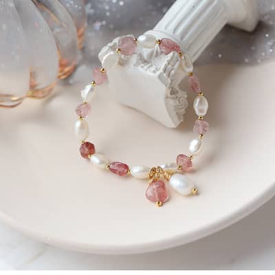 Natural Freshwater Pearl Yellow Crystal Waterproof Bracelet detail 4