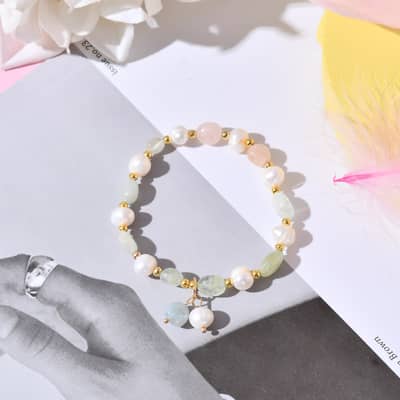 Natural Freshwater Pearl Yellow Crystal Waterproof Bracelet detail 5