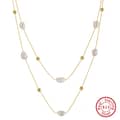 S925 Silver Double Layered Simulated Baroque Pearl Charm Long Necklace 6