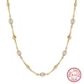 14K Gold Plated Chunky 925 Sterling Silver Link Chain Freshwater Pearl Beads Necklace 6