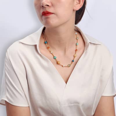 Beaded Necklace Natural Stone Waterproof Stainless Steel Beads detail 2