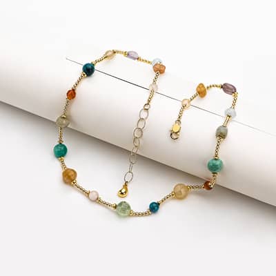 Beaded Necklace Natural Stone Waterproof Stainless Steel Beads detail 5