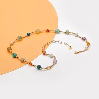 Beaded Necklace Natural Stone Waterproof Stainless Steel Beads detail 6