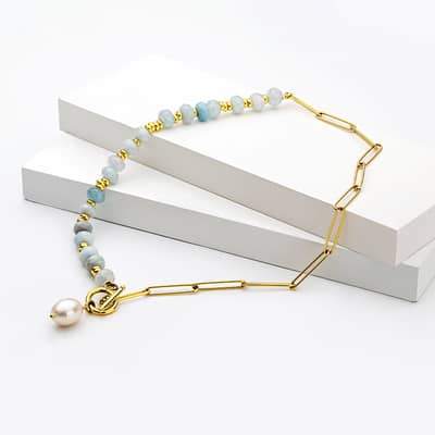 Beaded Necklace Natural Stone Waterproof Stainless Steel Chain Neck Chain detail 2
