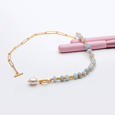 Beaded Necklace Natural Stone Waterproof Stainless Steel Chain Neck Chain detail 3