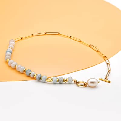 Beaded Necklace Natural Stone Waterproof Stainless Steel Chain Neck Chain detail 4