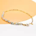 Beaded Necklace Natural Stone Waterproof Stainless Steel Chain Neck Chain 4