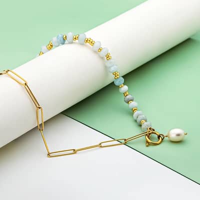 Beaded Necklace Natural Stone Waterproof Stainless Steel Chain Neck Chain detail 6