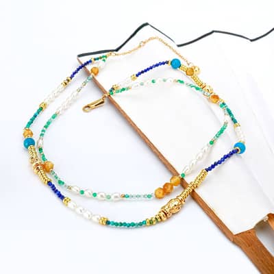 Pearl Necklace Natural Stone Freshwater Pearl Stainless Steel Beads Waterproof detail 5