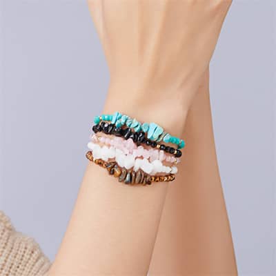 Natural Irregular Stone Crystal Adjustable Summer Waterproof Bracelet detail 2