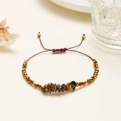 Natural Irregular Stone Crystal Adjustable Summer Waterproof Bracelet detail 4