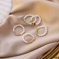 Natural Freshwater Pearl Crystal Waterproof Stainless Steel Beads Ring 1