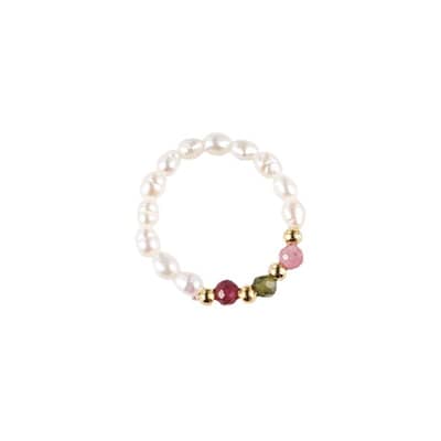 Natural Freshwater Pearl Crystal Waterproof Stainless Steel Beads Ring detail 5