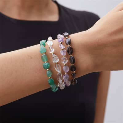 Irregular Stone Stainless Steel Beads Adjustable Beaded Waterproof Bracelet detail 3