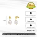 925 Sterling Silver Gold Plated White Freshwater Pearl Stud Earrings 2