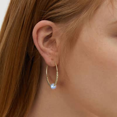 925 Silver Hypoallergenic Hoop Earrings with Freshwater Pearl Gold Plated Simple Silver Hoop Huggie detail 2